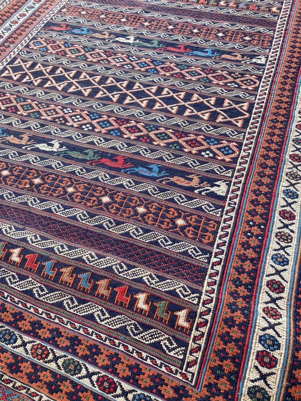 Nice Vintage Azerbaïdjan Soumak Kilim Rug For Sale 5