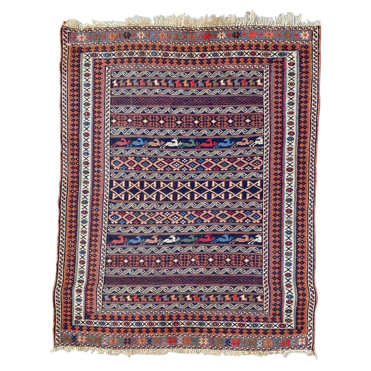 Beau tapis Kilim Soumak d'Azerbaïdjan vintage