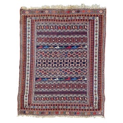 Bonita Alfombra Soumak Kilim Vintage de Azerbaiyán