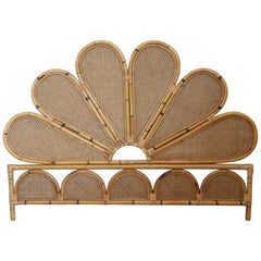 Nice Vintage Bamboo and Wien Straw Headboard