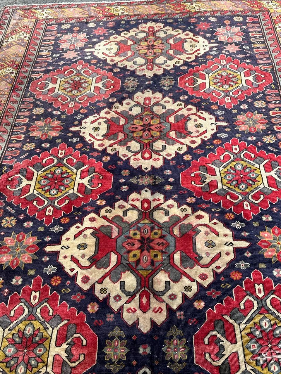 Beau tapis caucasien vintage d'Azerbaïdjan en vente 7