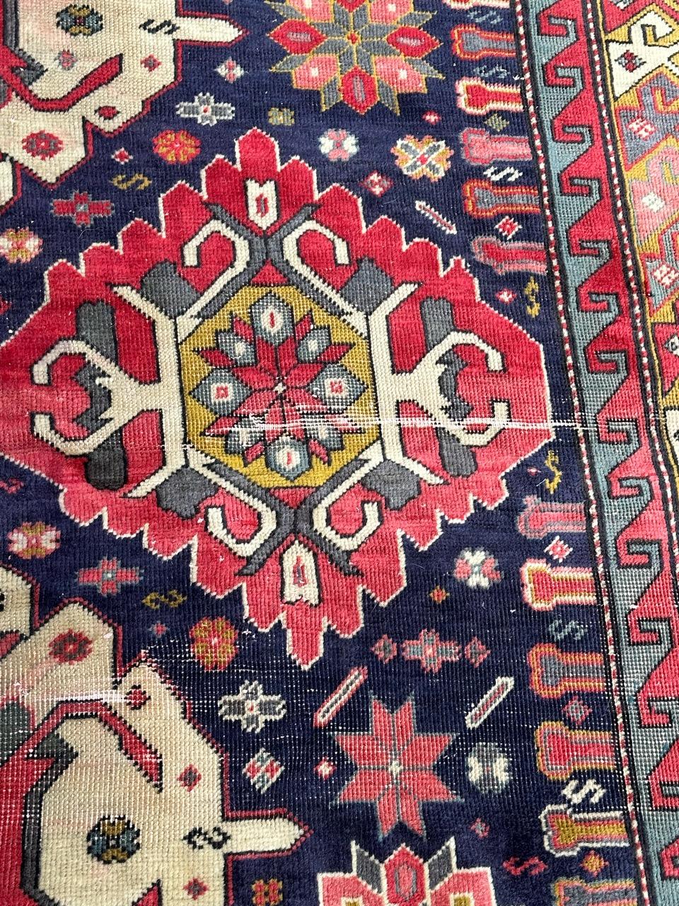 Noué à la main Beau tapis caucasien vintage d'Azerbaïdjan en vente