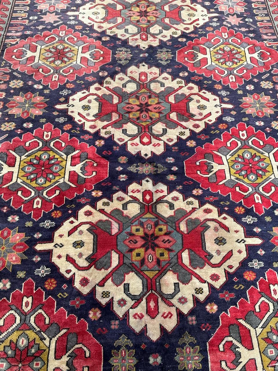 Beau tapis caucasien vintage d'Azerbaïdjan Bon état - En vente à Saint Ouen, FR