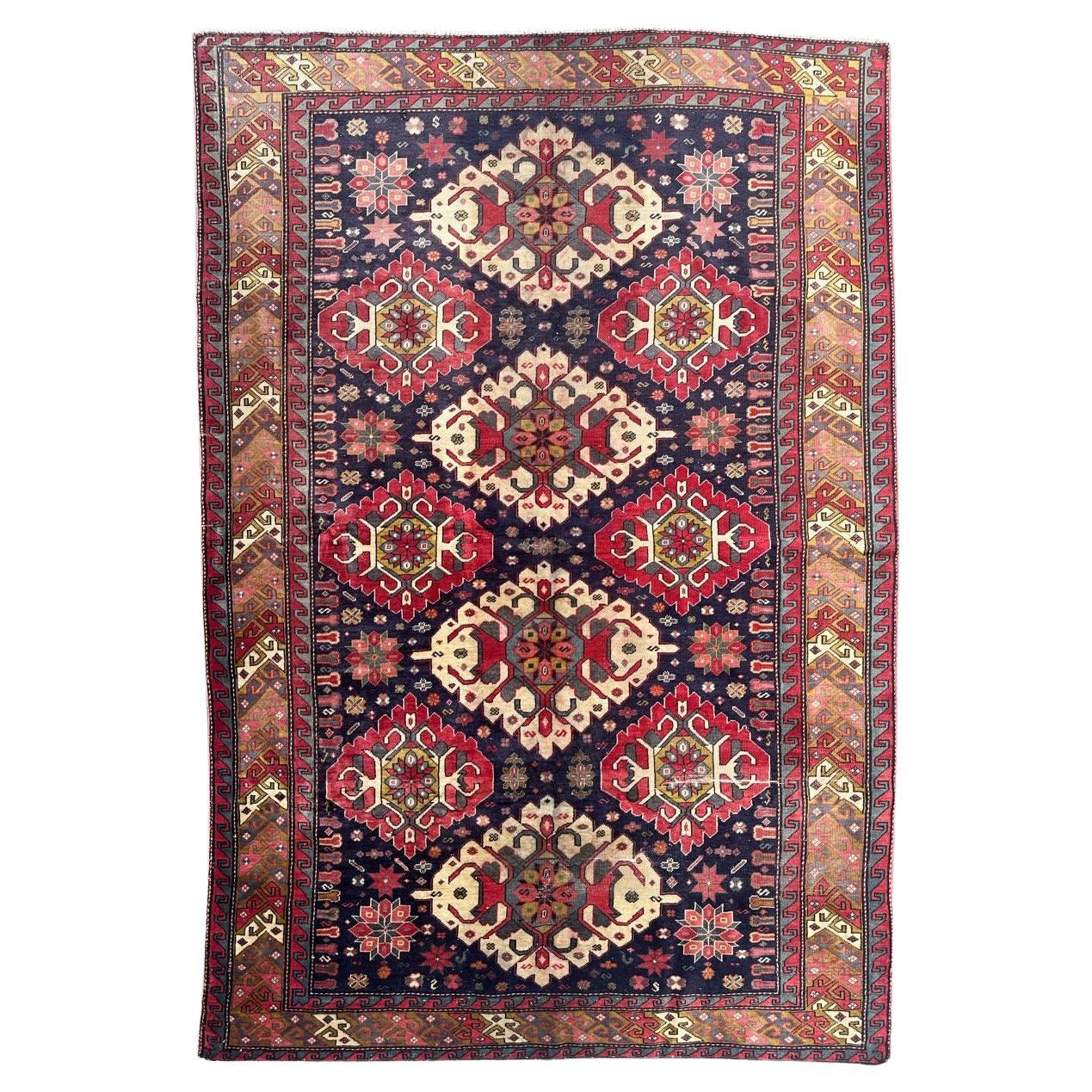 Beau tapis caucasien vintage d'Azerbaïdjan