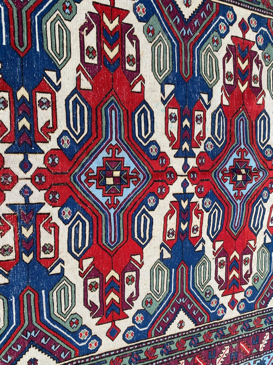 Hand-Woven Bobyrug’s Nice Vintage Caucasian Soumak Rug For Sale