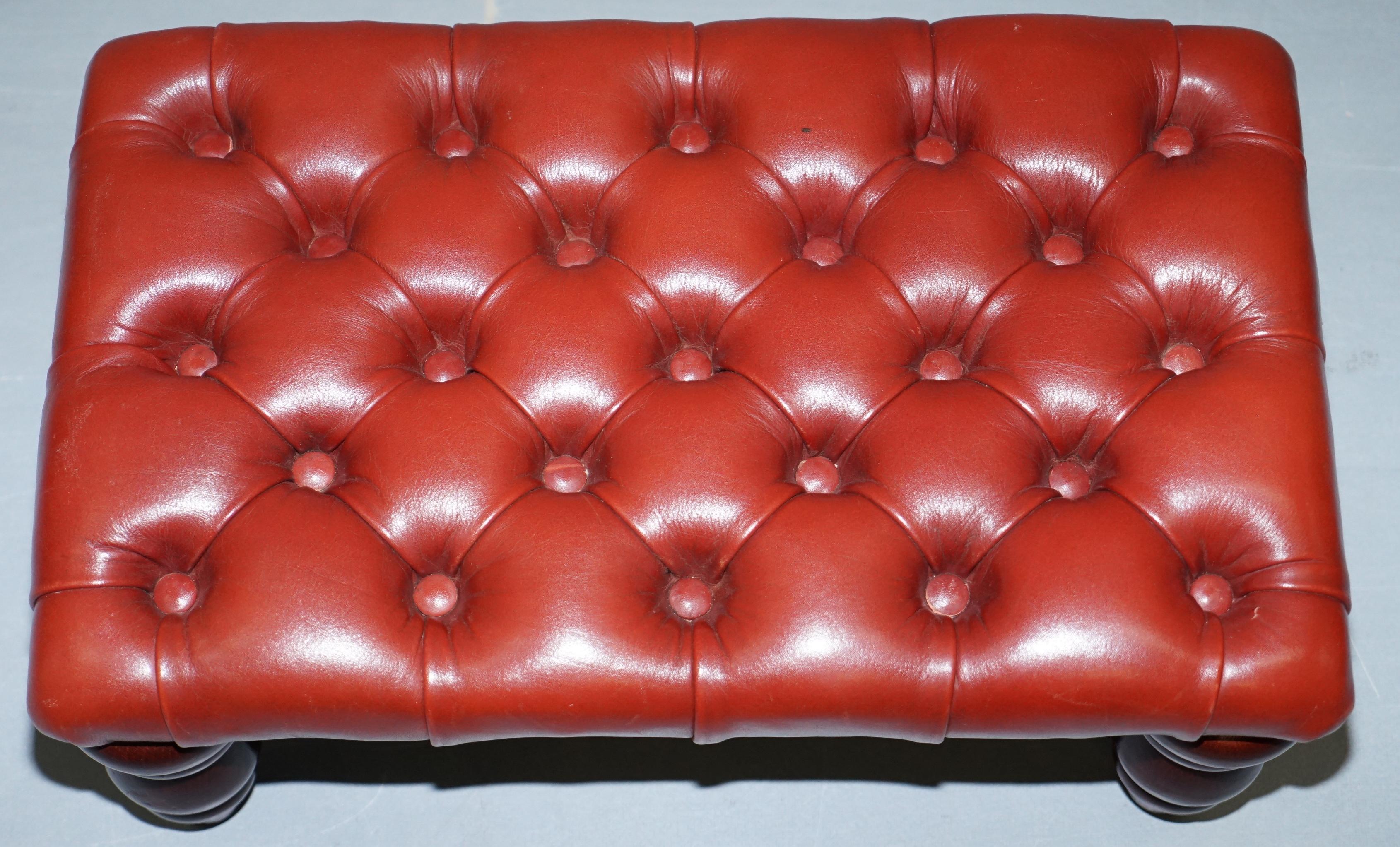 Hand-Crafted Nice Vintage Chesterfield Oxblood Footstool Great Size for Wingback Armchairs