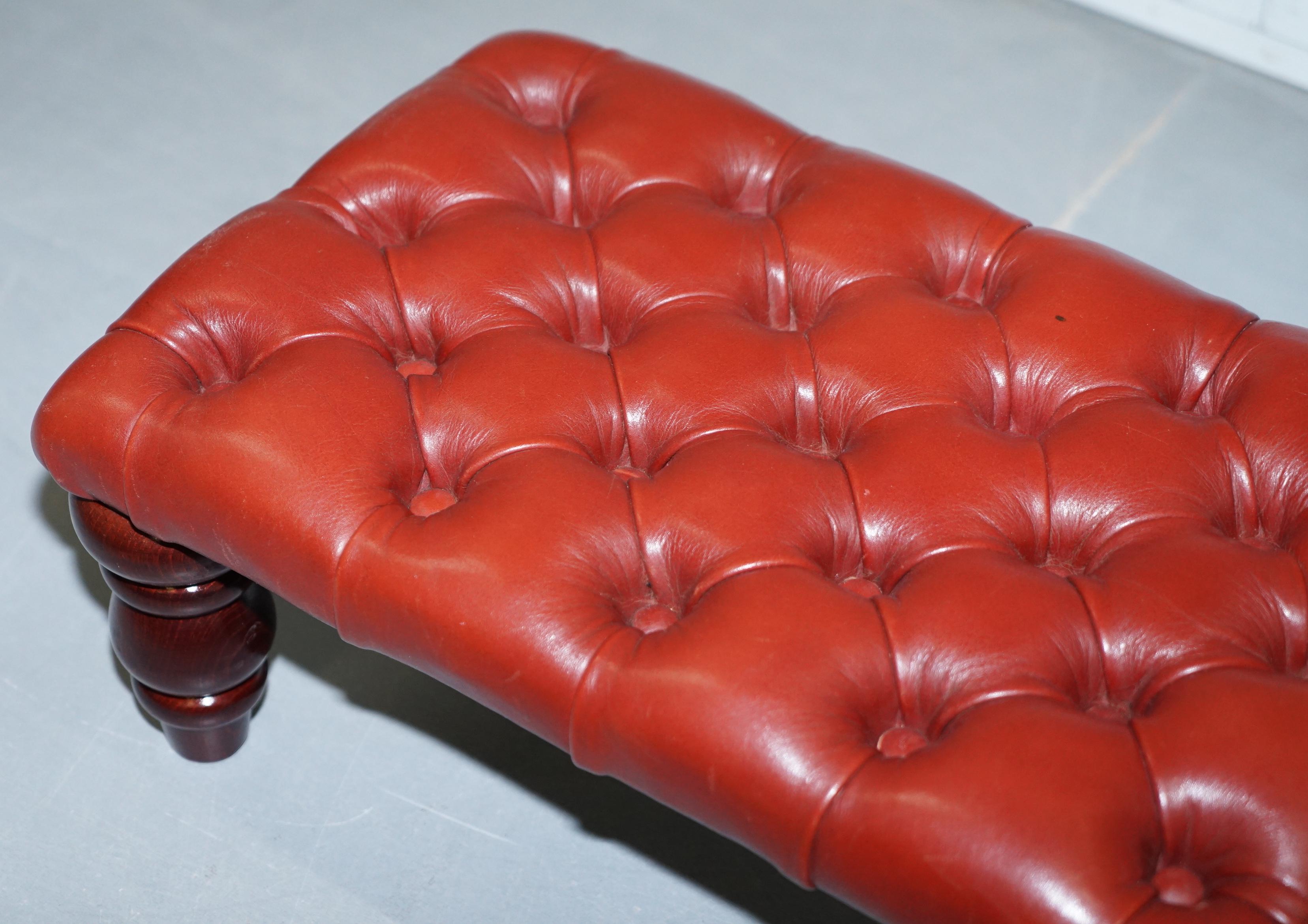 20th Century Nice Vintage Chesterfield Oxblood Footstool Great Size for Wingback Armchairs
