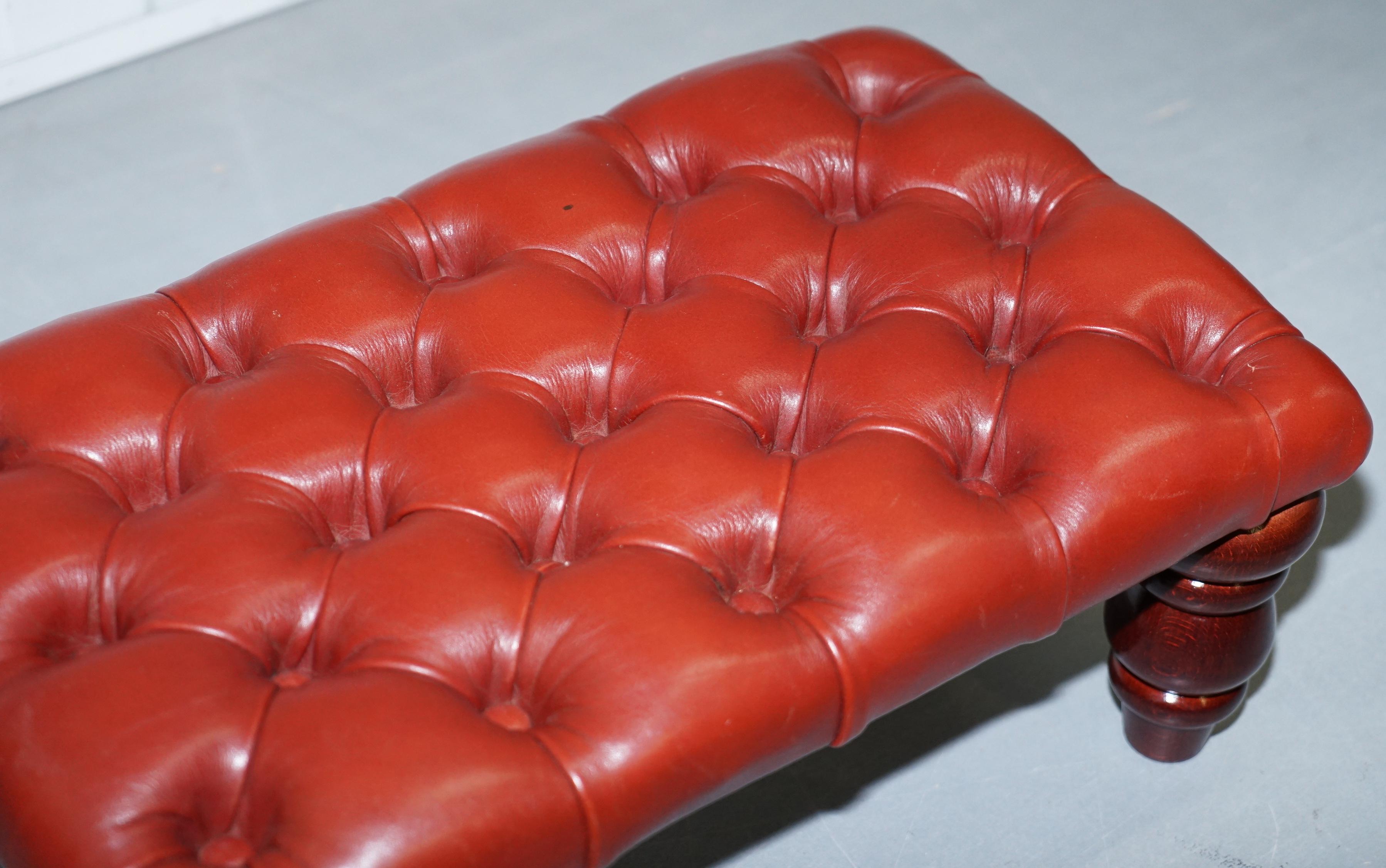 Leather Nice Vintage Chesterfield Oxblood Footstool Great Size for Wingback Armchairs