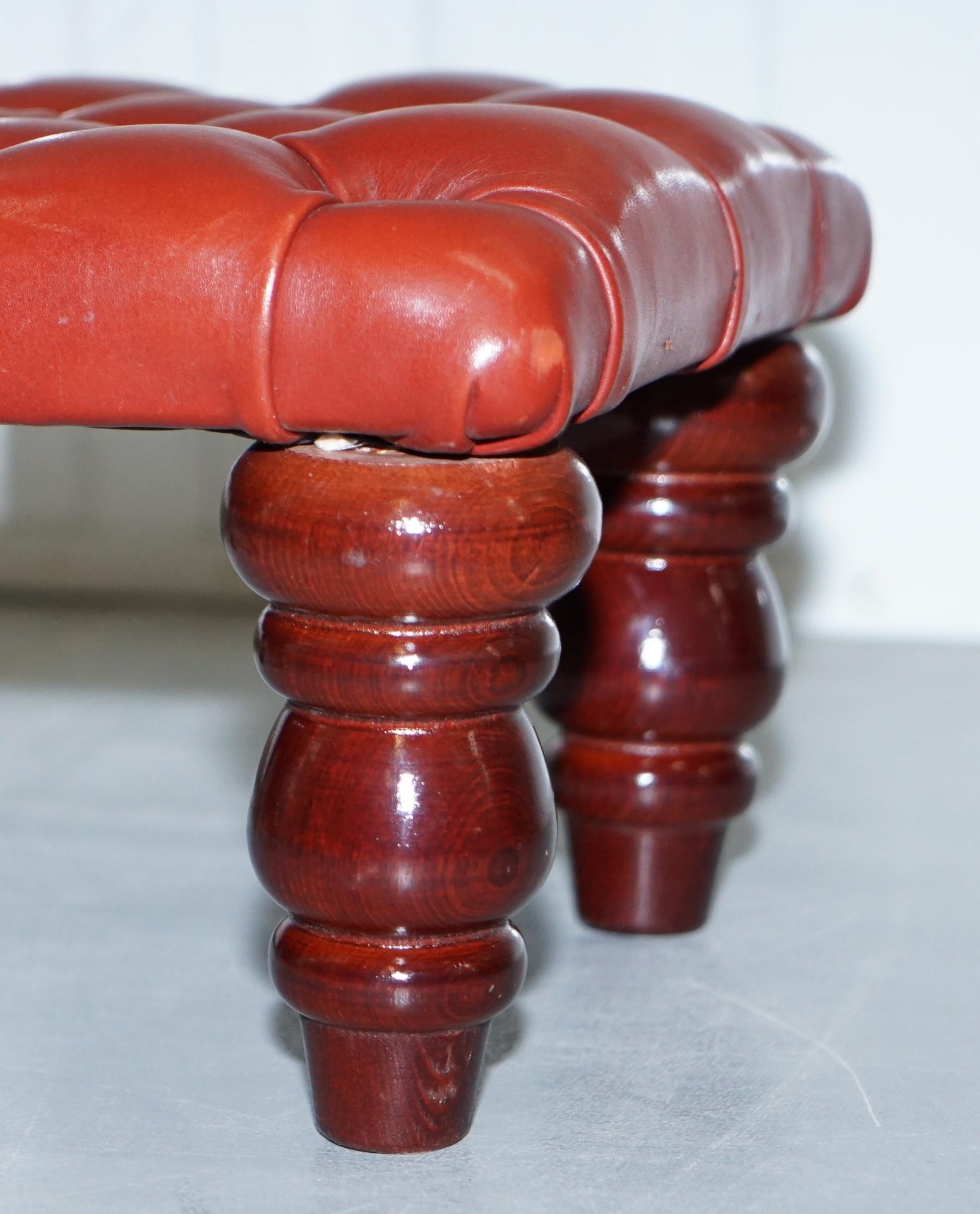 Nice Vintage Chesterfield Oxblood Footstool Great Size for Wingback Armchairs 1