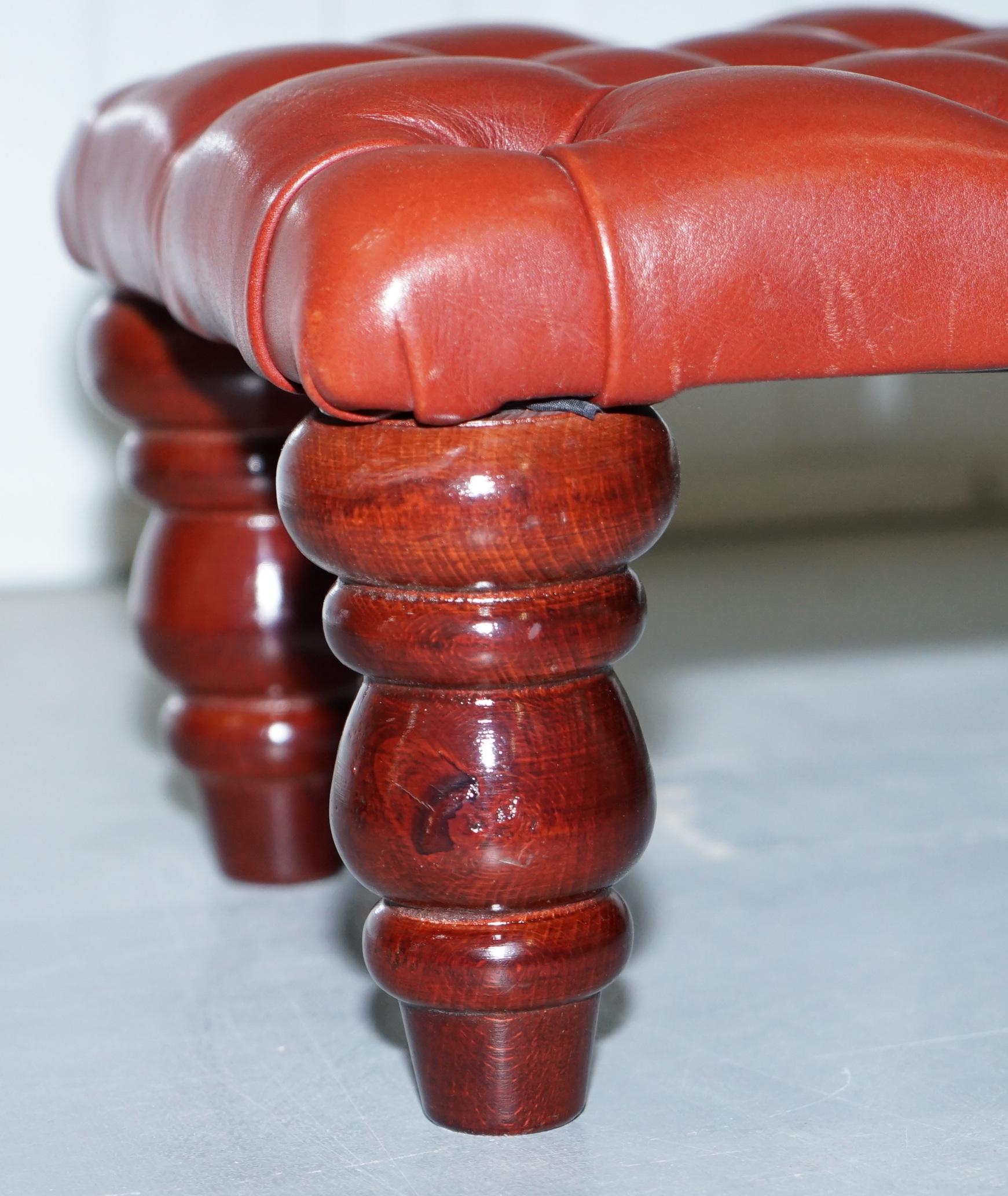 Nice Vintage Chesterfield Oxblood Footstool Great Size for Wingback Armchairs 2