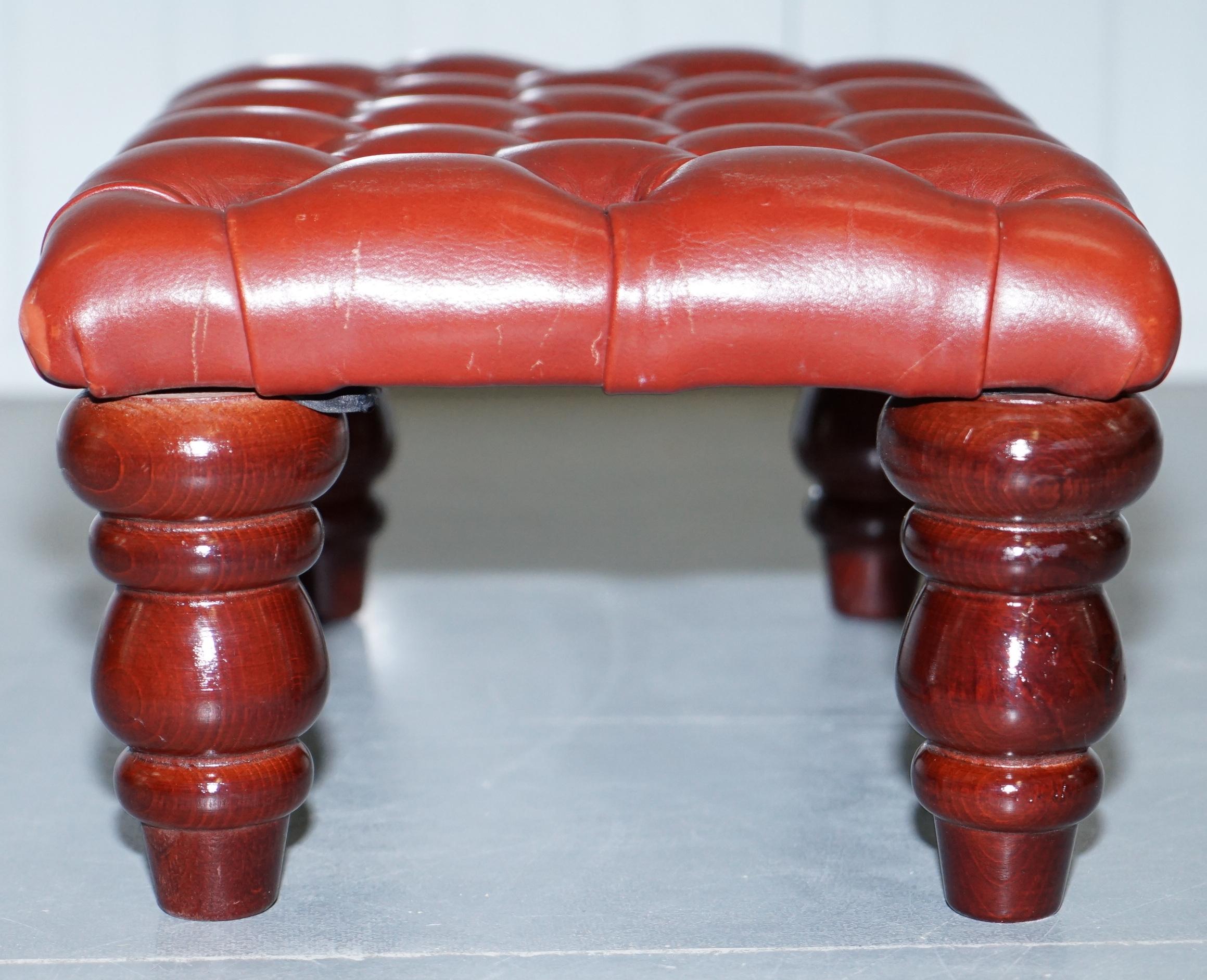 Nice Vintage Chesterfield Oxblood Footstool Great Size for Wingback Armchairs 3