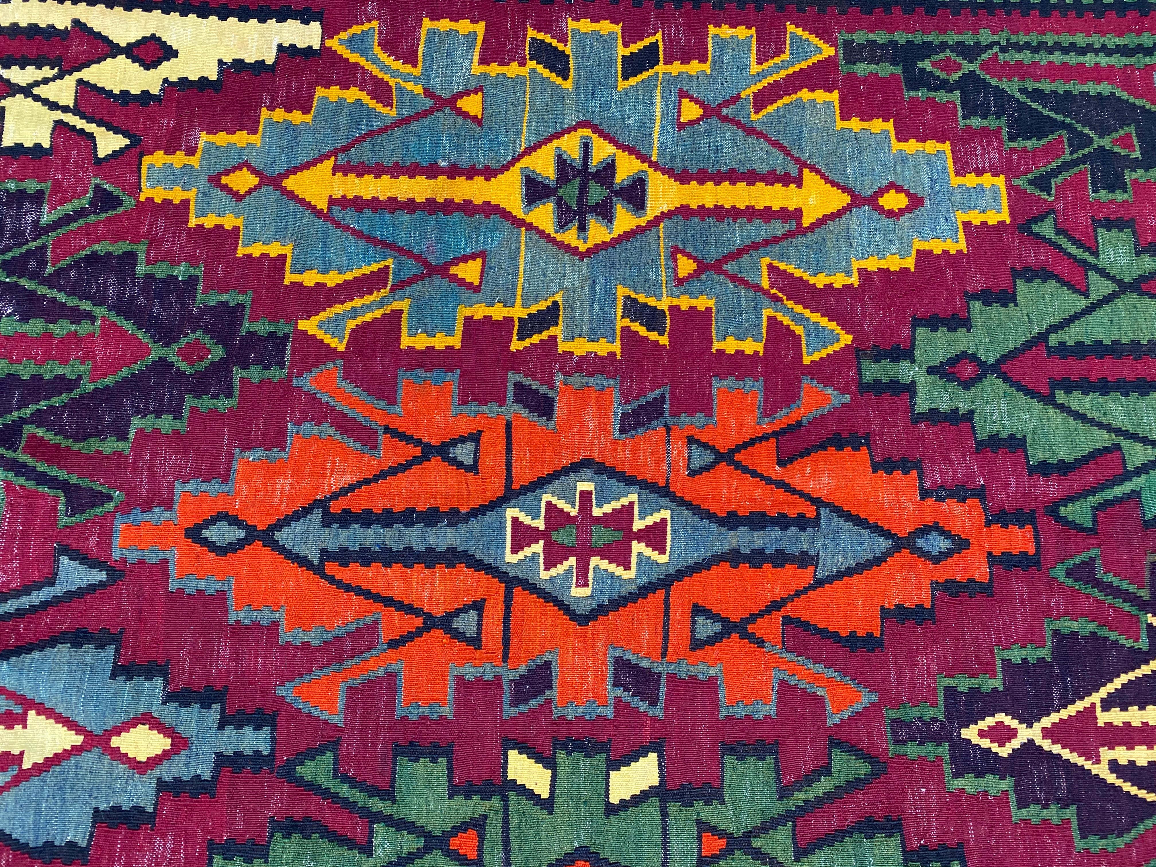 Bobyrug’s Nice Vintage Colorful Turkish Kilim For Sale 4