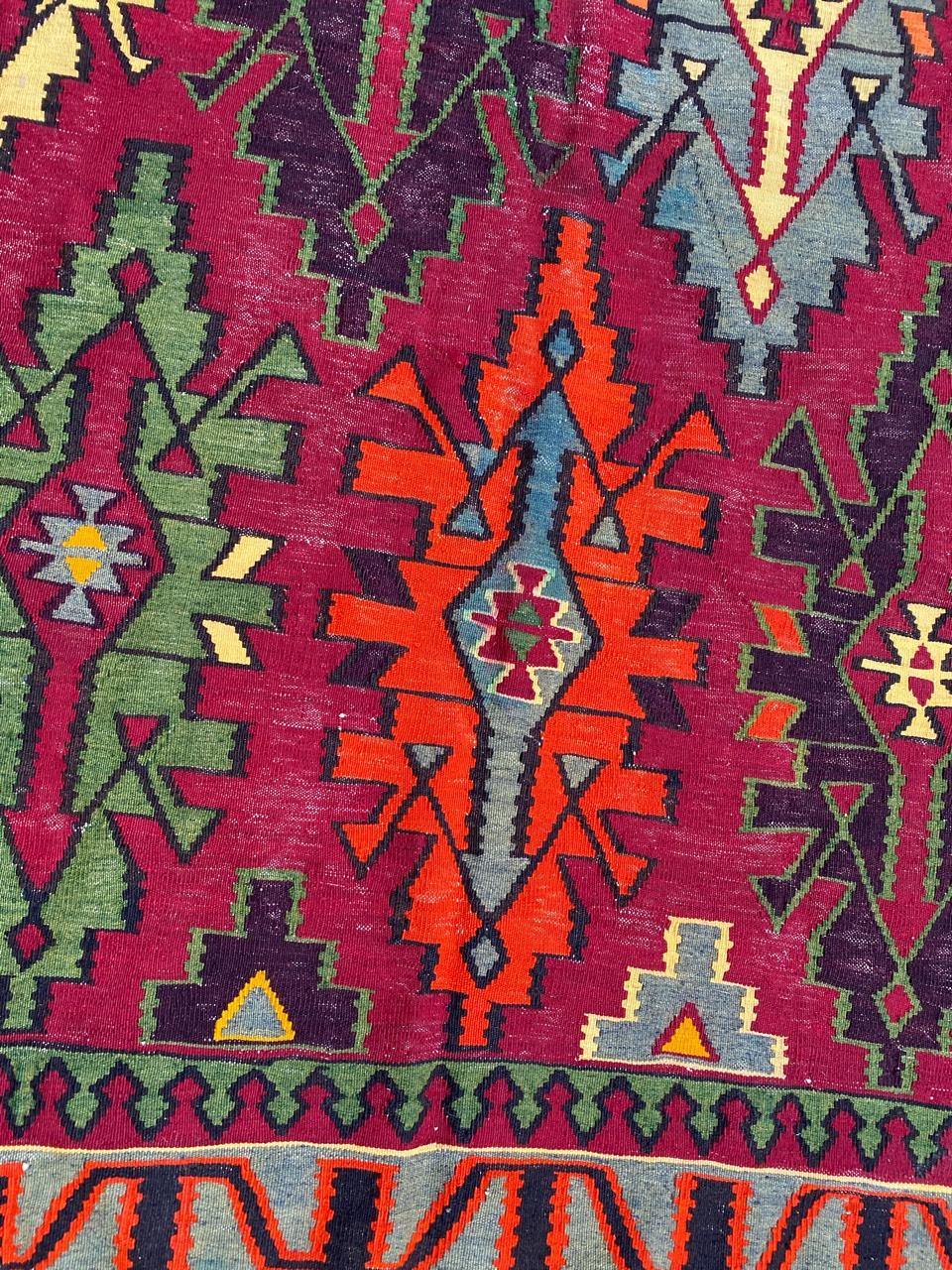 Nice Vintage Colorful Turkish Kilim 9