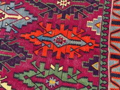Bobyrug’s Nice Vintage Colorful Turkish Kilim