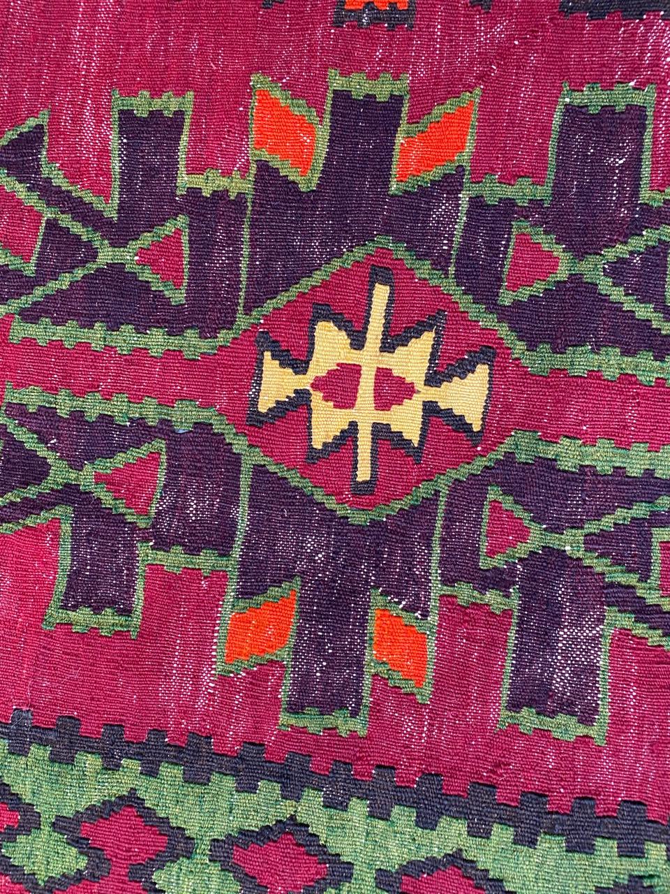 Hand-Woven Nice Vintage Colorful Turkish Kilim