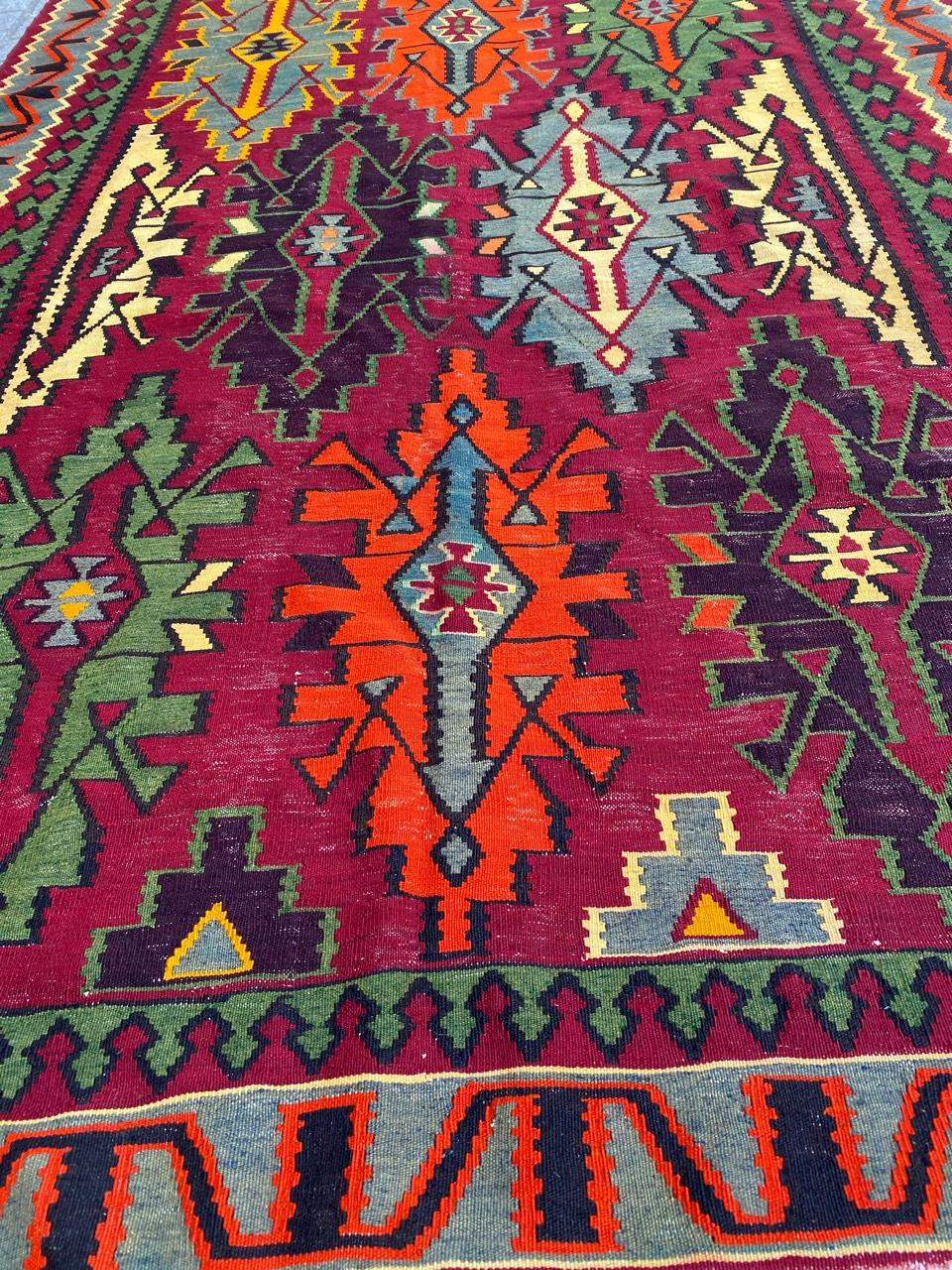 Nice Vintage Colorful Turkish Kilim In Good Condition In Saint Ouen, FR