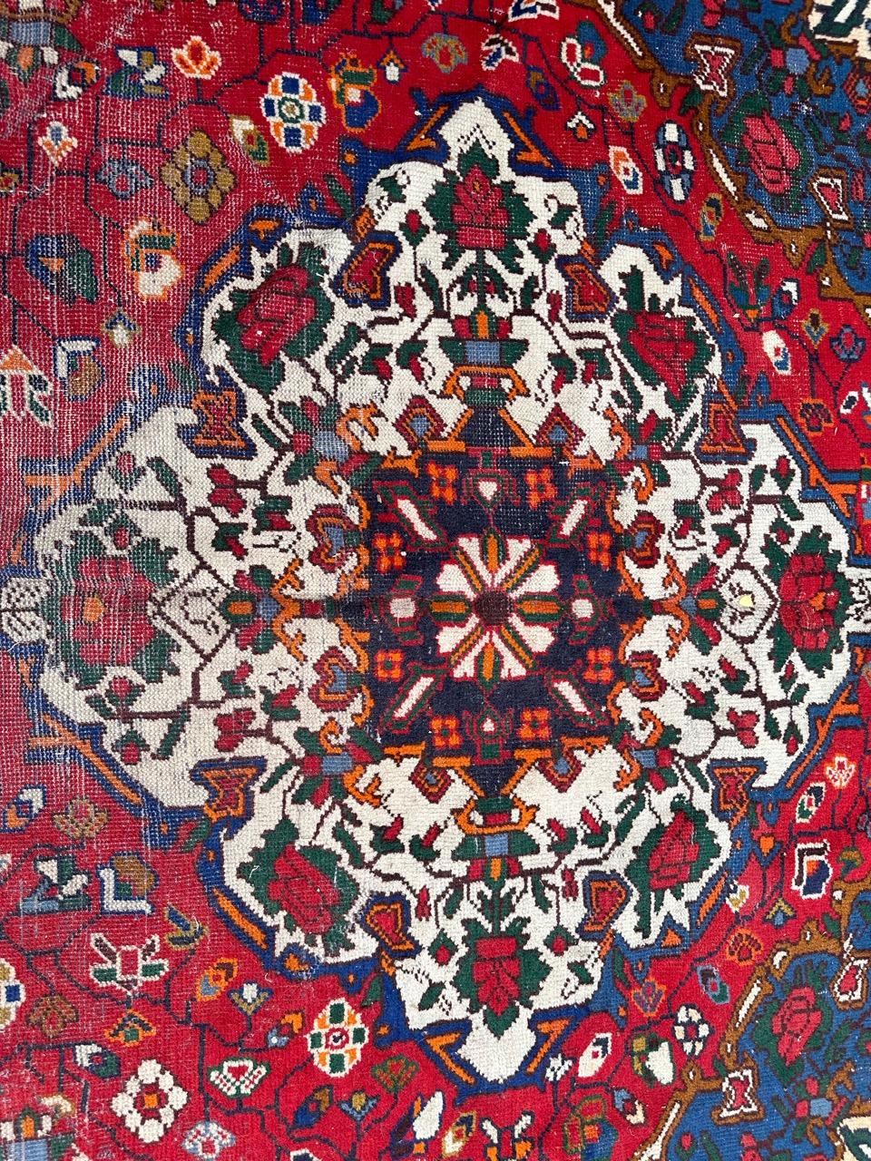 Asian Nice vintage distressed Bakhtiar rug For Sale