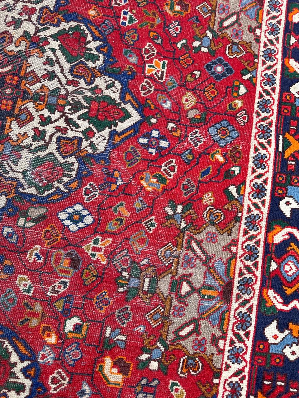 Hand-Knotted Nice vintage distressed Bakhtiar rug For Sale
