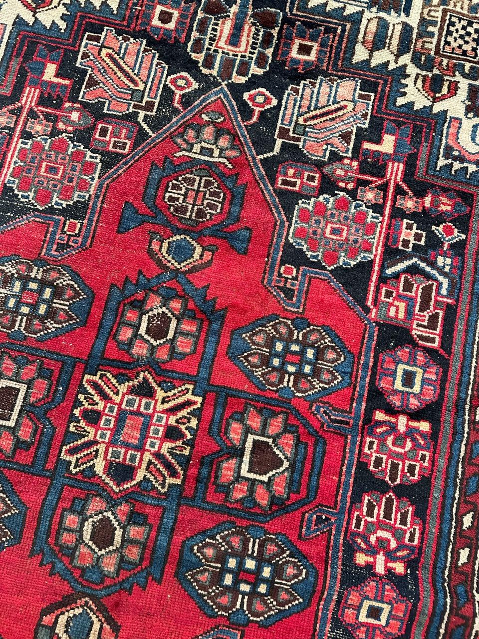 Bobyrug’s Nice vintage distressed Hamadan rug For Sale 1