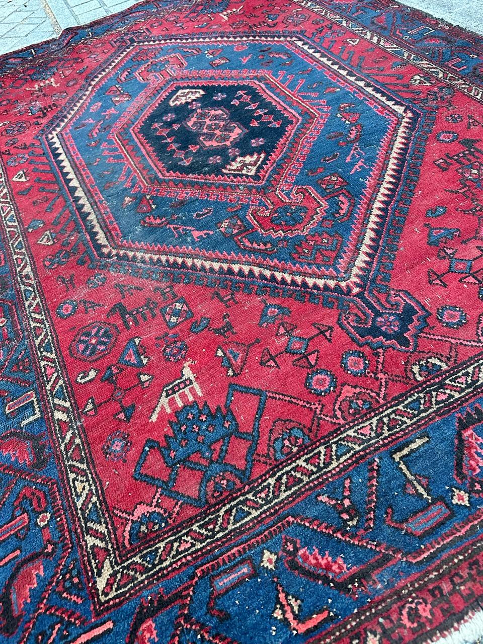 Bobyrug’s Nice vintage distressed Hamadan rug  For Sale 3
