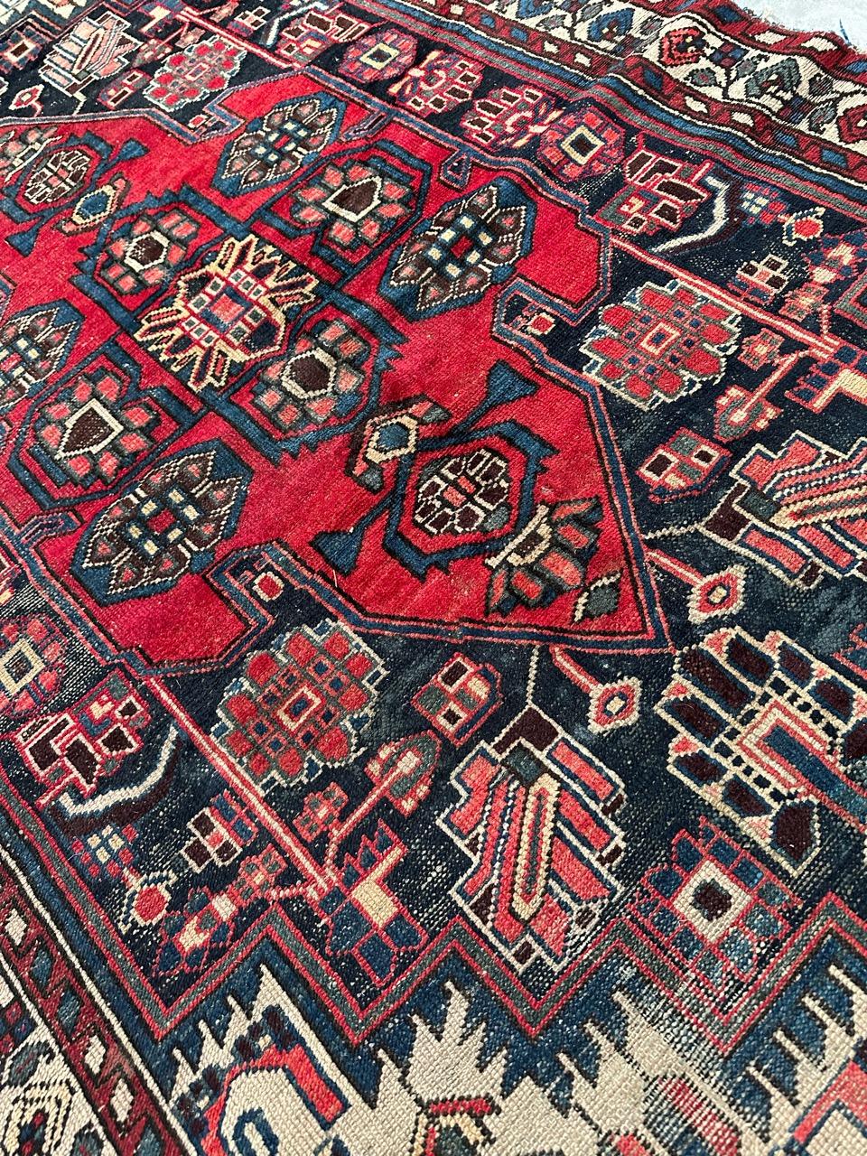 Bobyrug’s Nice vintage distressed Hamadan rug For Sale 3