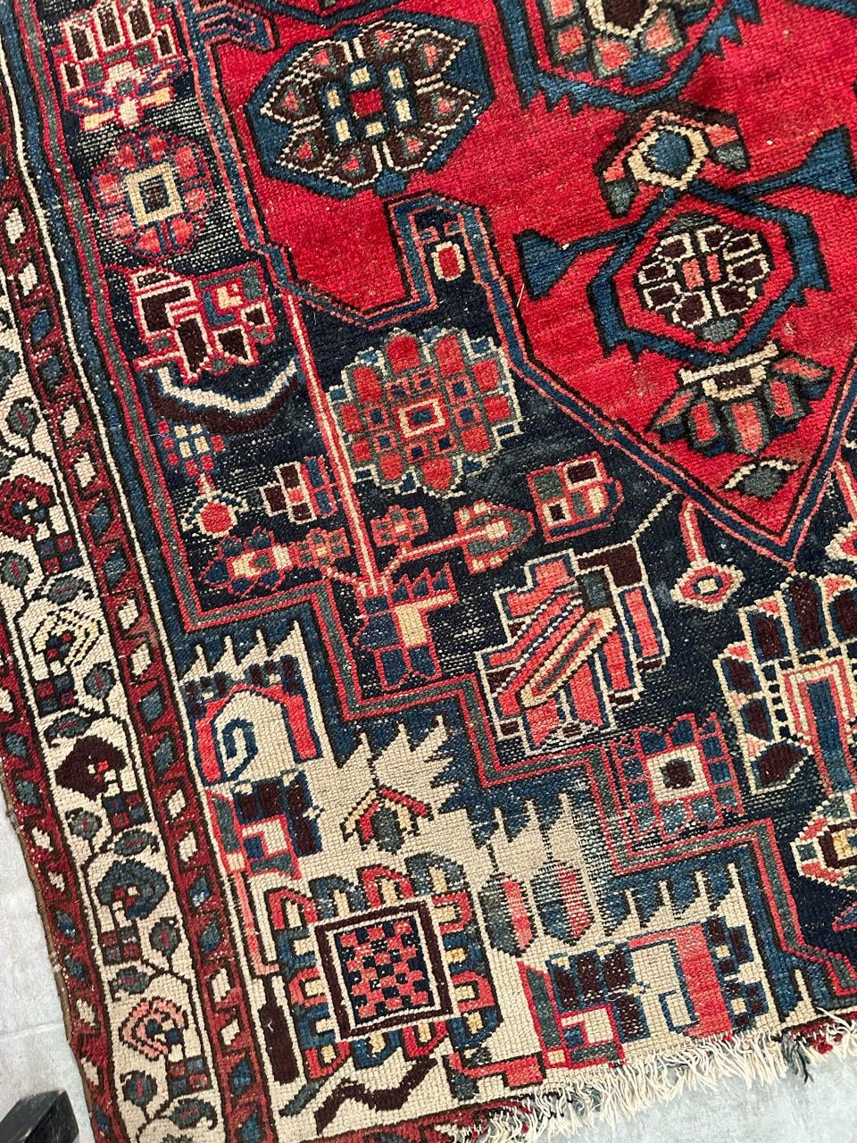 Bobyrug’s Nice vintage distressed Hamadan rug For Sale 4