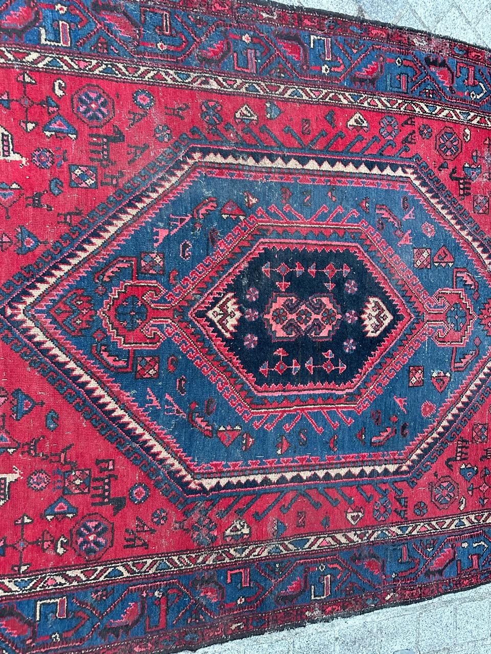 Bobyrug’s Nice vintage distressed Hamadan rug  For Sale 5