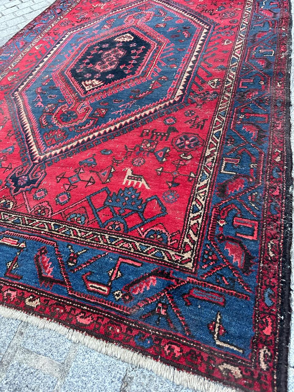 Bobyrug’s Nice vintage distressed Hamadan rug  For Sale 7
