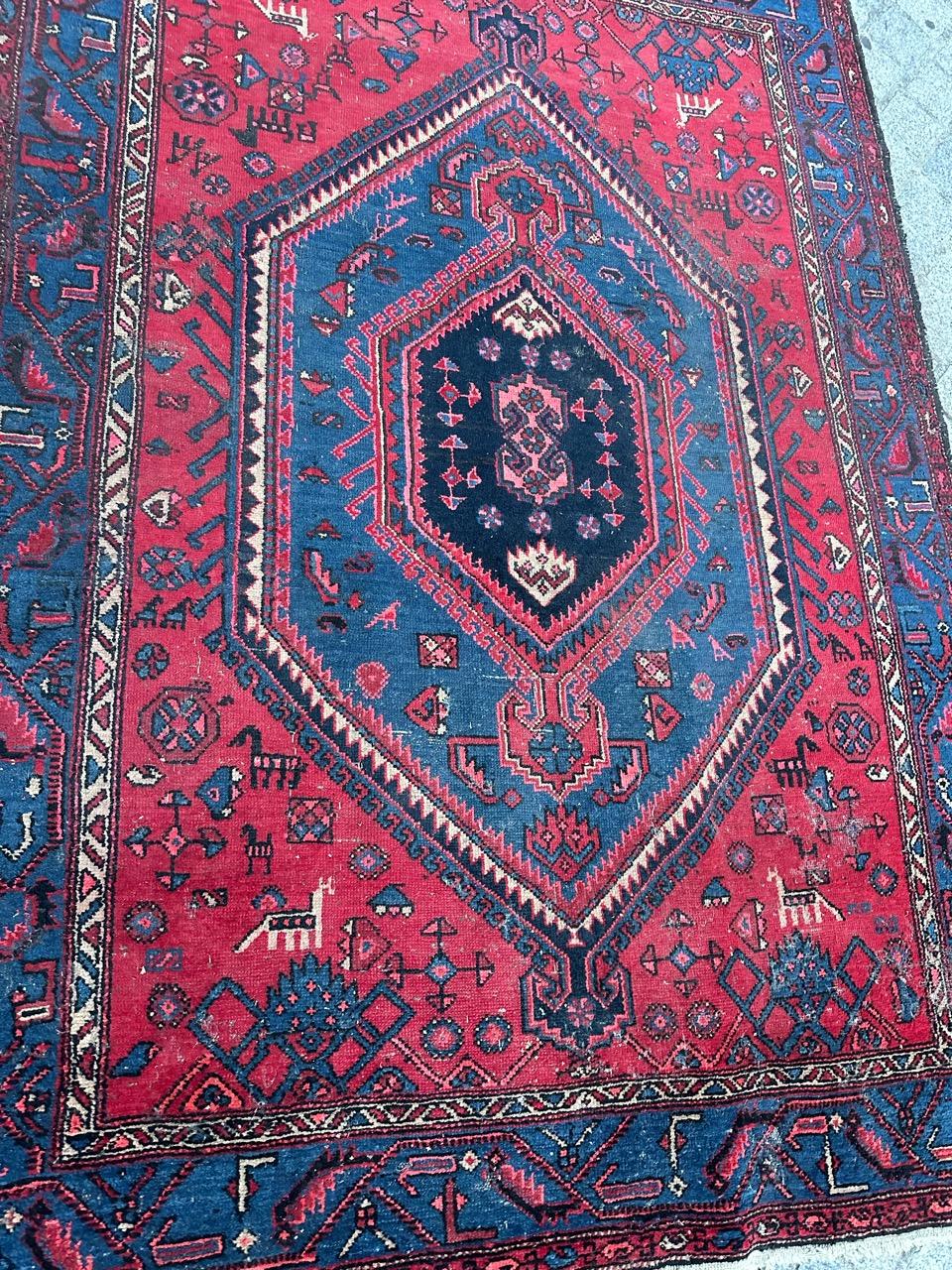 Bobyrug’s Nice vintage distressed Hamadan rug  For Sale 9