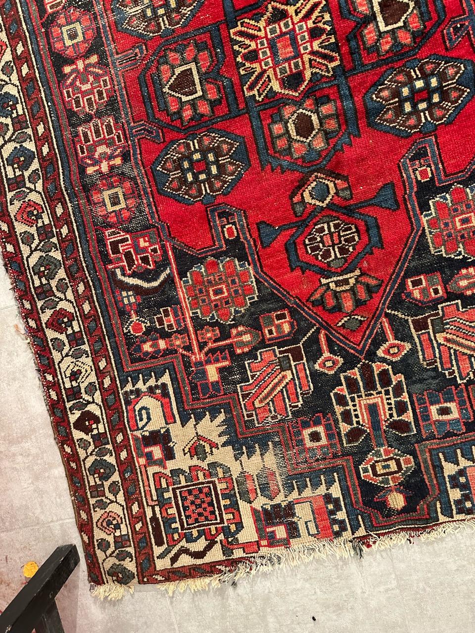 Asian Bobyrug’s Nice vintage distressed Hamadan rug For Sale