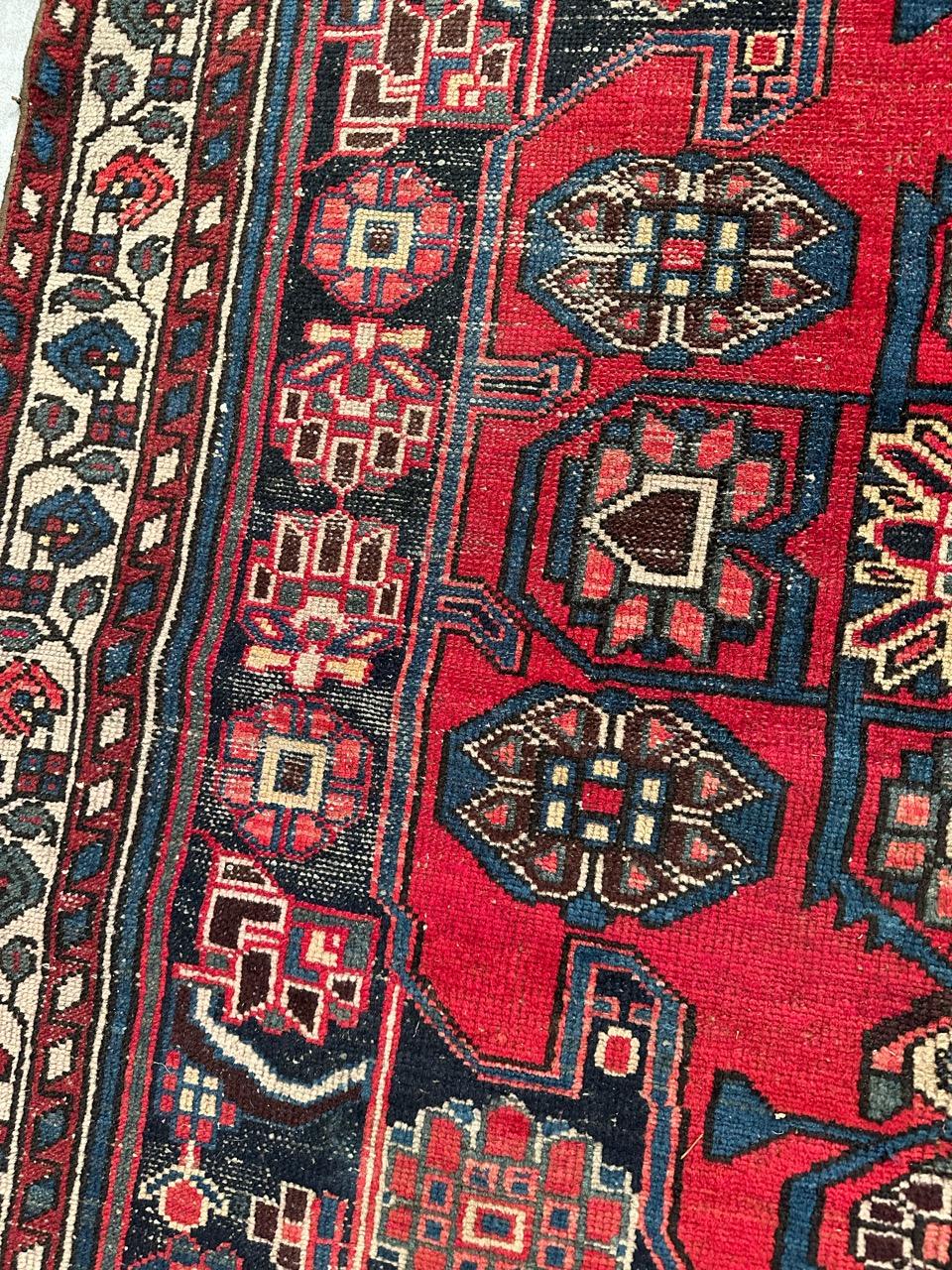 Hand-Knotted Bobyrug’s Nice vintage distressed Hamadan rug For Sale