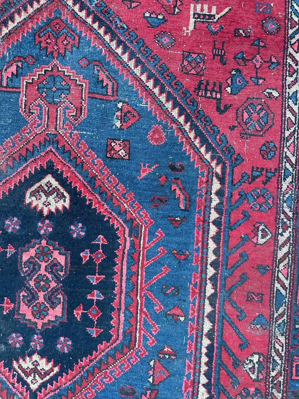 20th Century Bobyrug’s Nice vintage distressed Hamadan rug  For Sale