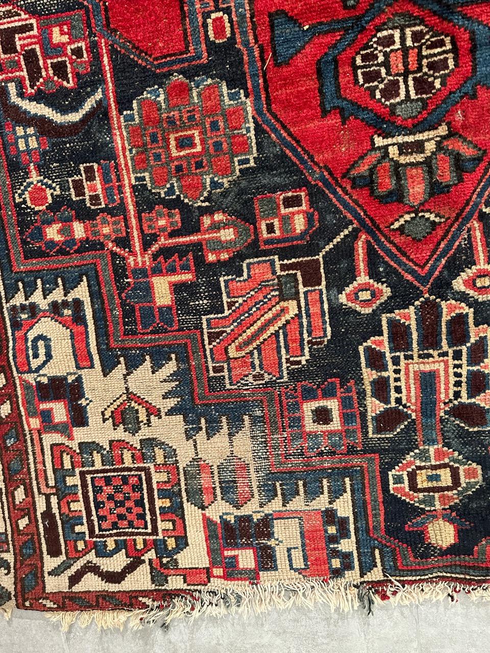 20th Century Bobyrug’s Nice vintage distressed Hamadan rug For Sale