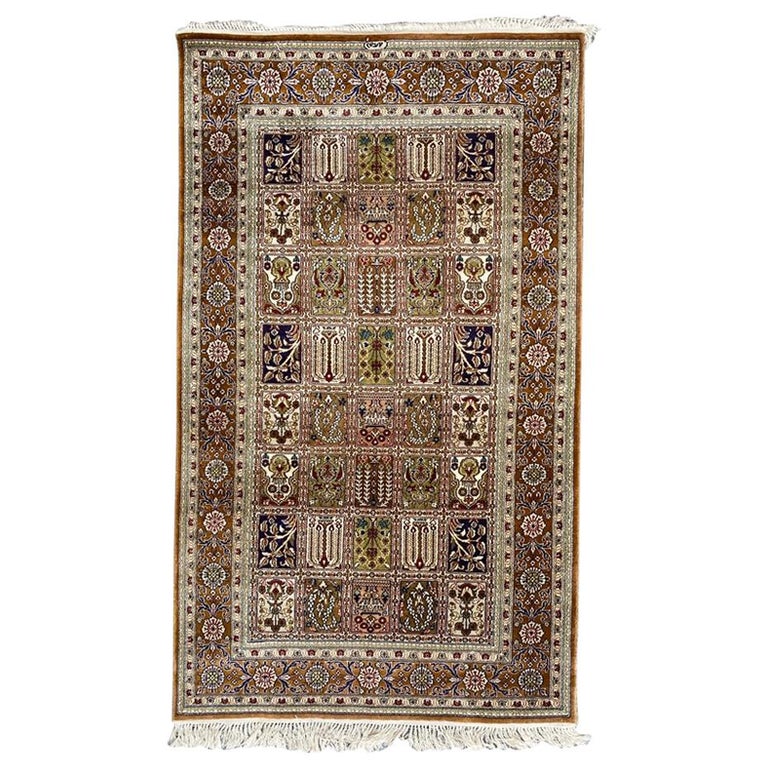 Nice Vintage Fine Silk Hereke Style Rug For Sale at 1stDibs