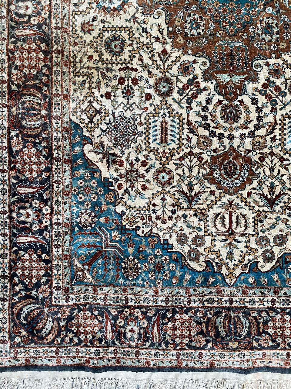 Tabriz Bobyrug’s Nice Vintage Fine Silk Indian Rug For Sale