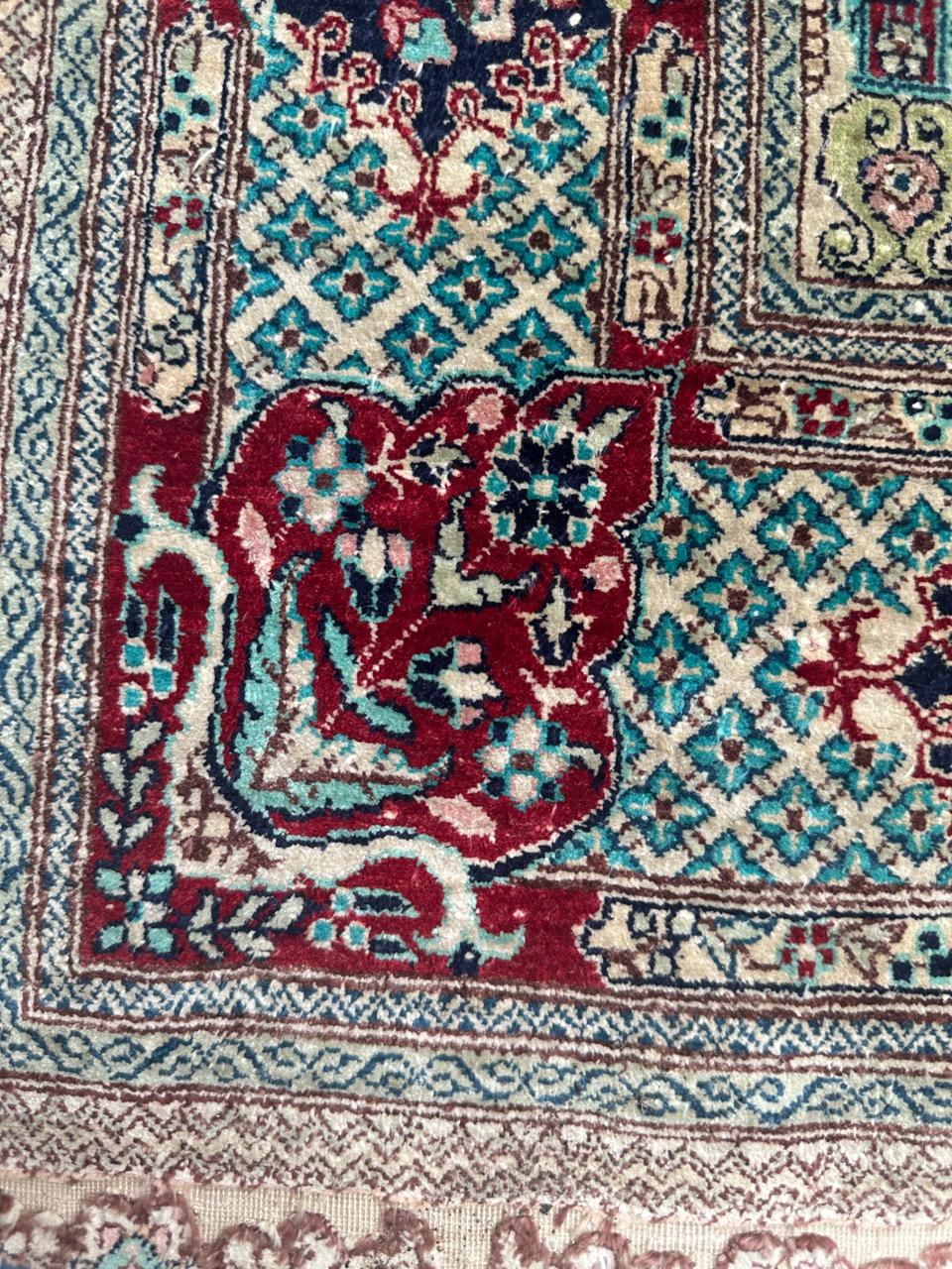 Bobyrug’s Nice vintage fine silk Sino Hereke  rug  For Sale 8