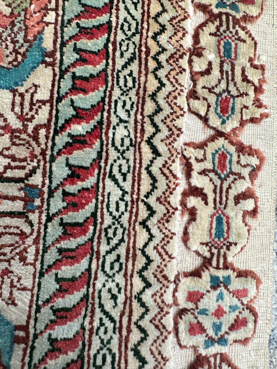 Bobyrug’s Nice vintage fine silk Sino Hereke  rug  For Sale 9