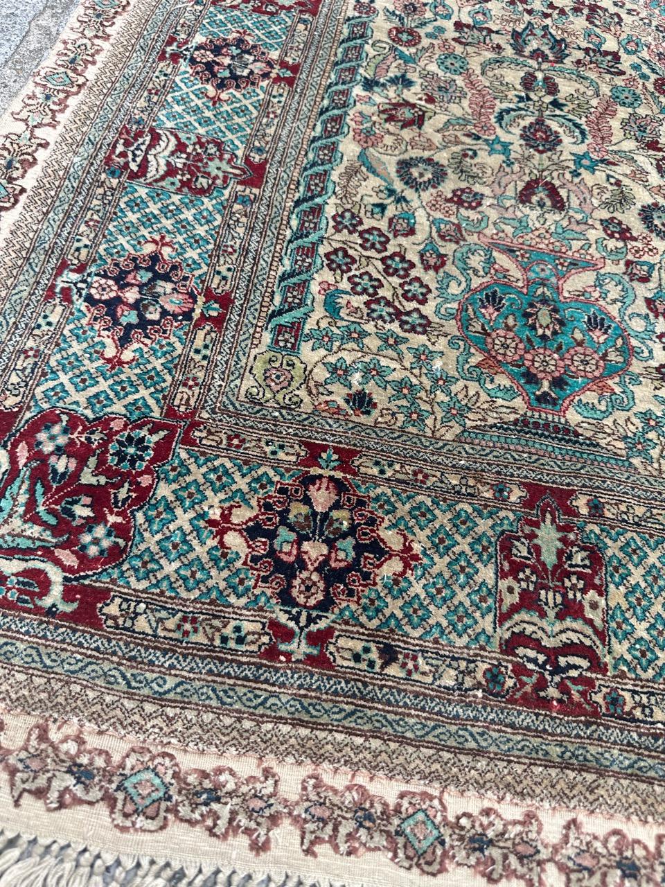 Kashan Bobyrug’s Nice vintage fine silk Sino Hereke  rug  For Sale