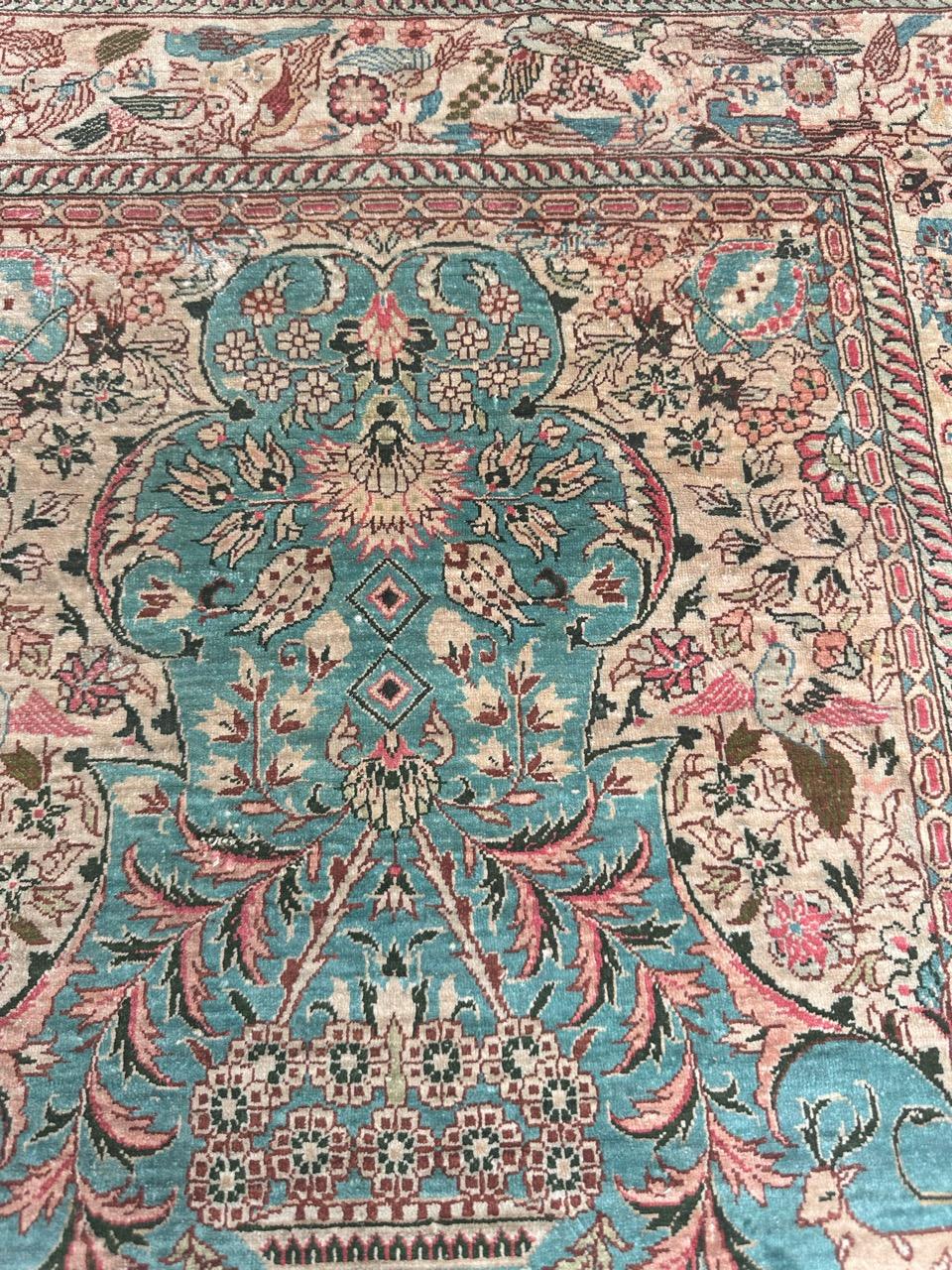 Chinese Bobyrug’s Nice vintage fine silk Sino Hereke  rug  For Sale