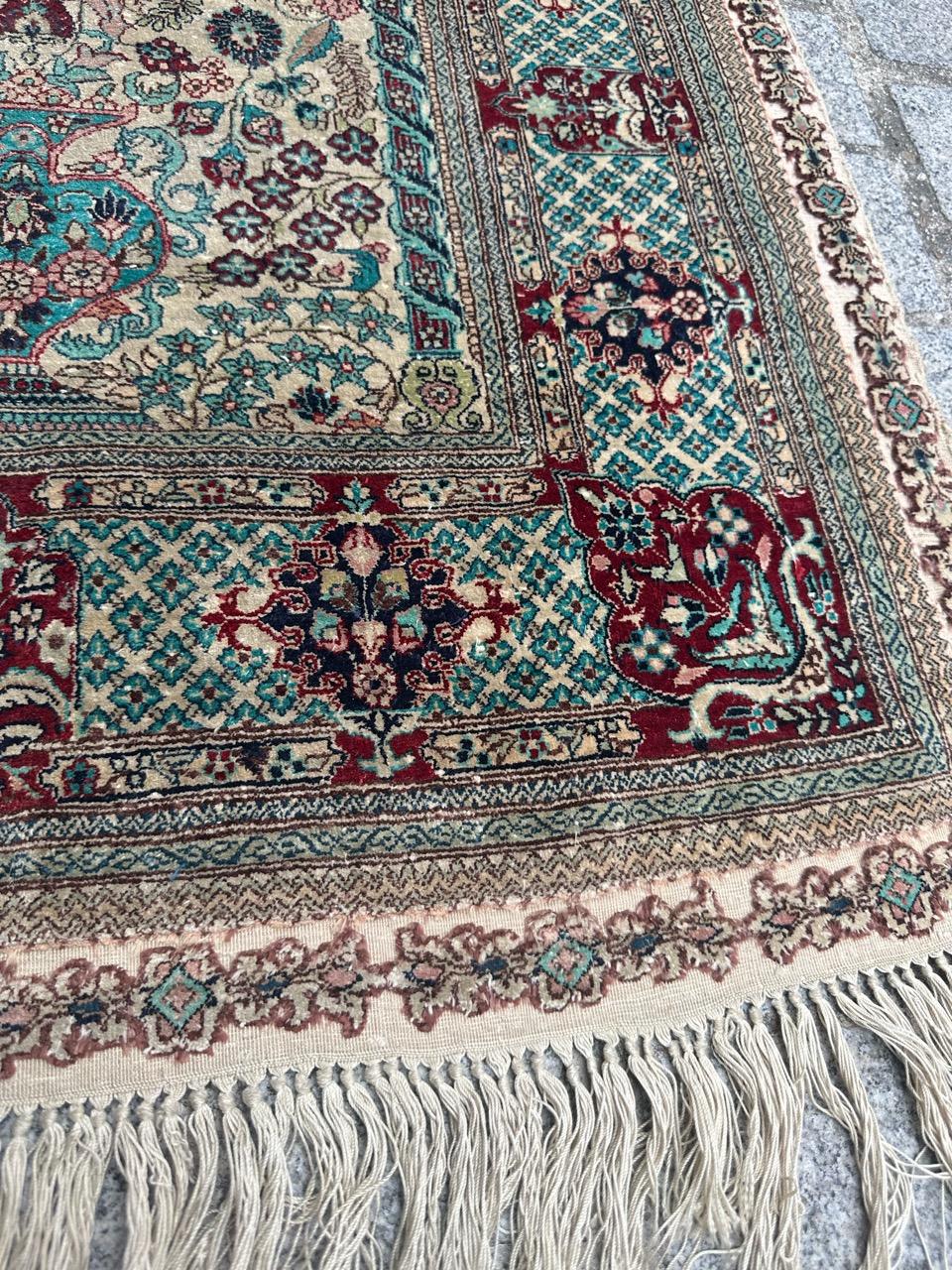 Chinese Bobyrug’s Nice vintage fine silk Sino Hereke  rug  For Sale