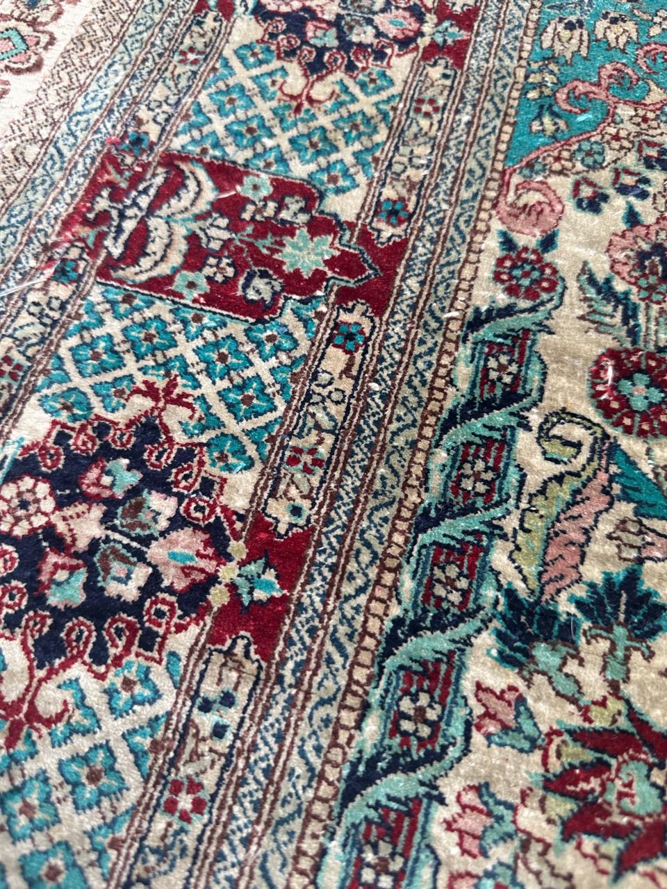 Silk Bobyrug’s Nice vintage fine silk Sino Hereke  rug  For Sale