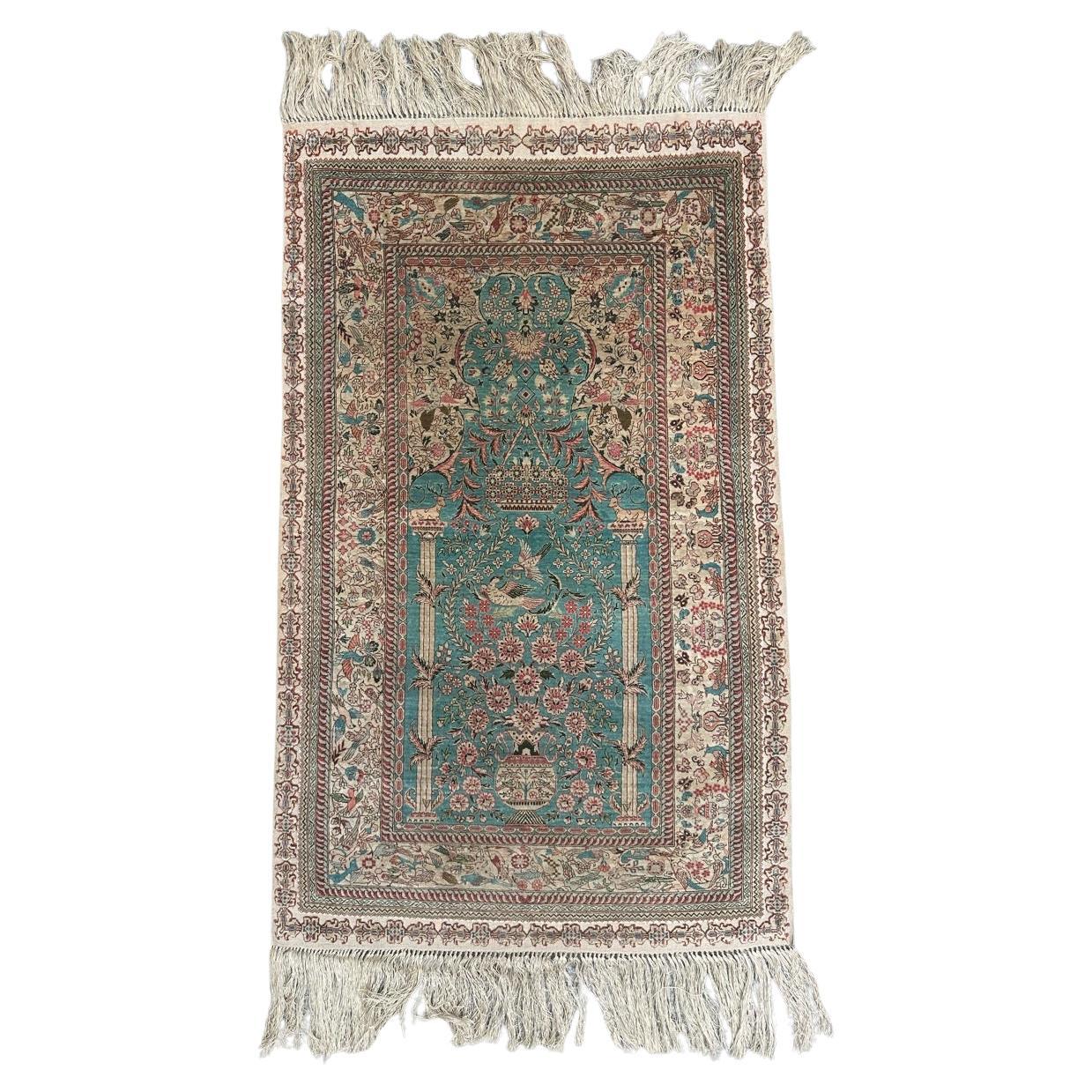 Bobyrug's Belle soie fine vintage Sino Hereke  tapis  en vente