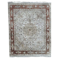 Bobyrug’s Nice Vintage fine silk tabriz style Chinese rug 