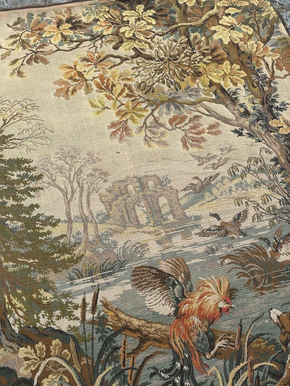 Nice vintage French Aubusson Style Jacquard Tapestry  « Autumn-winter » en venta 6