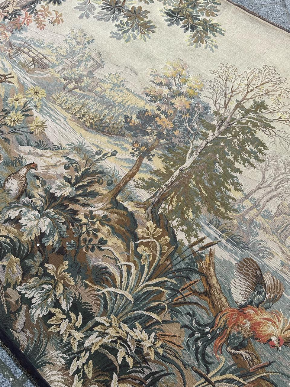 Nice vintage French Aubusson Style Jacquard Tapestry  « Autumn-winter » en venta 7