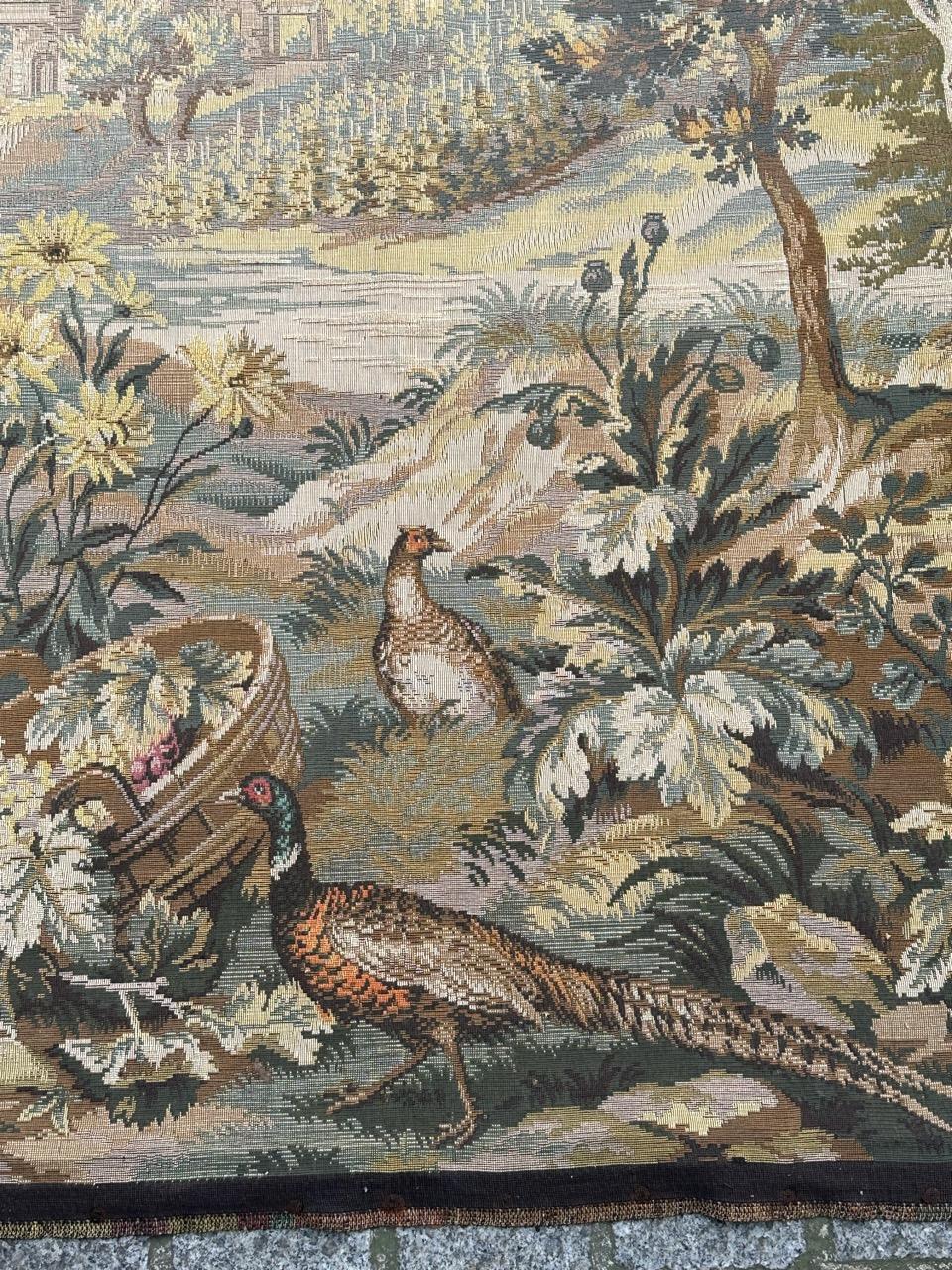 Nice vintage French Aubusson Style Jacquard Tapestry  « Autumn-winter » en venta 8