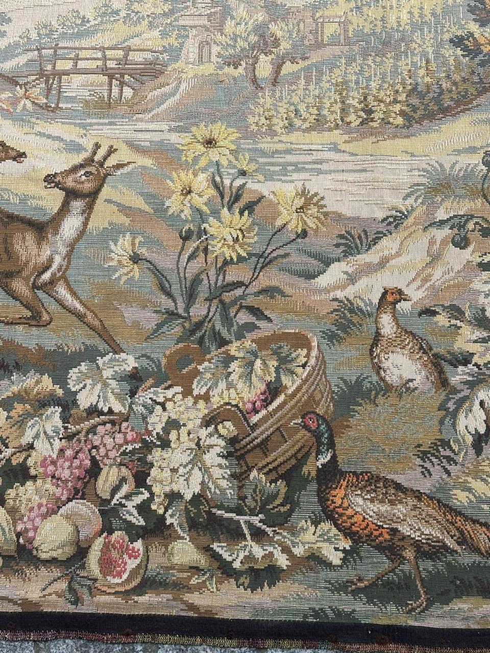 Nice vintage French Aubusson Style Jacquard Tapestry  « Autumn-winter » en venta 9