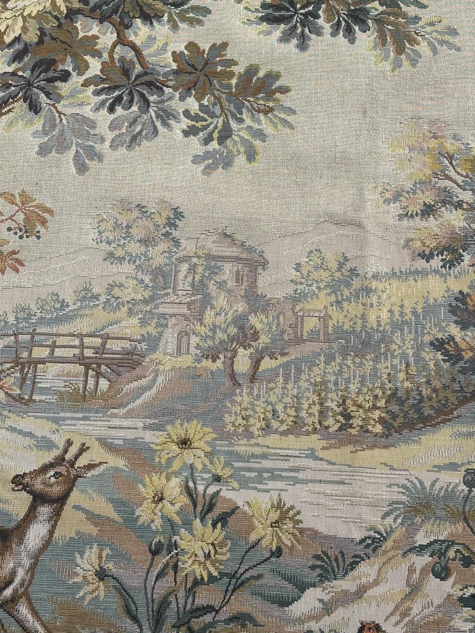 Nice vintage French Aubusson Style Jacquard Tapestry  « Autumn-winter » en venta 10