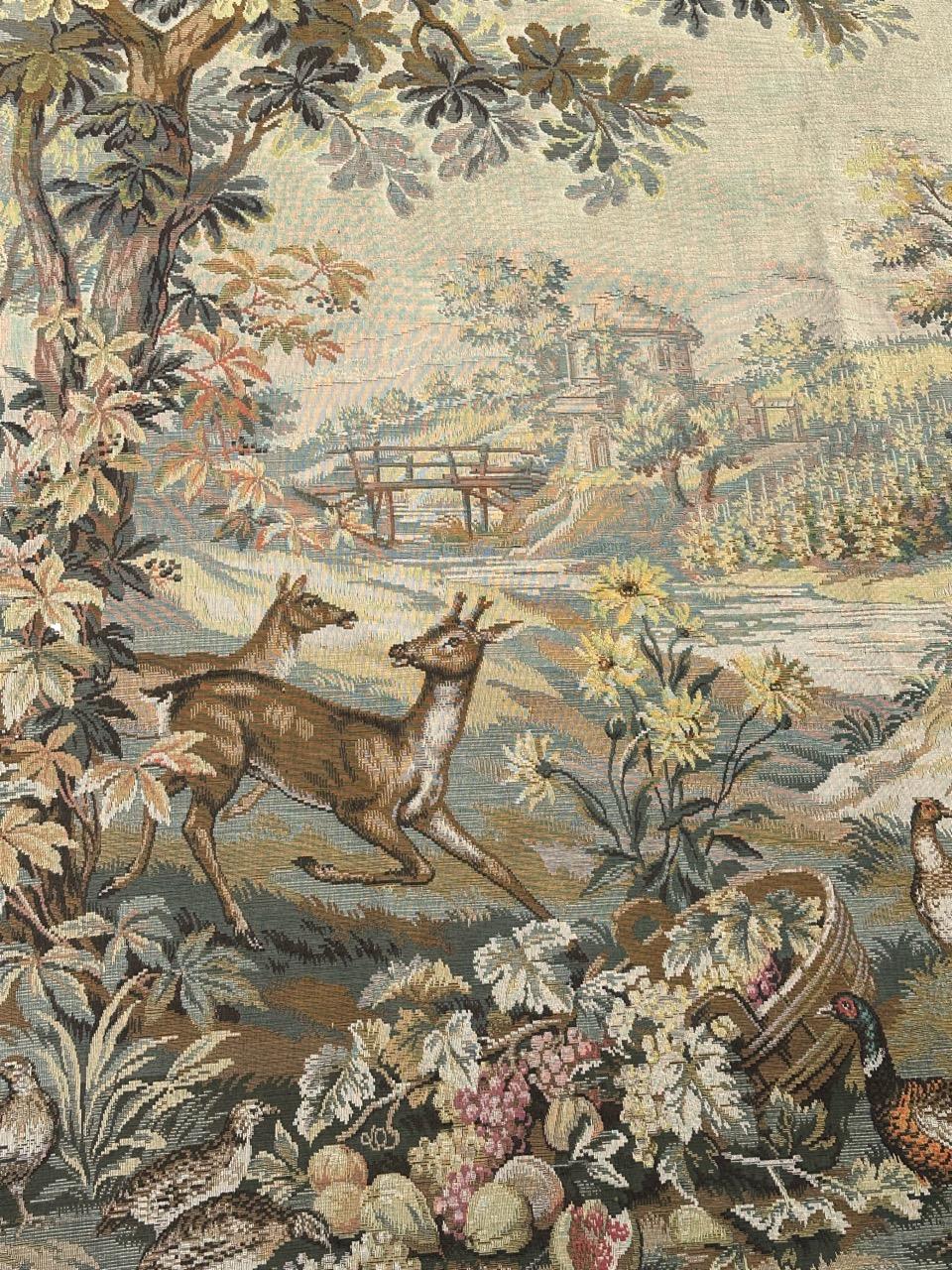 Nice vintage French Aubusson Style Jacquard Tapestry  « Autumn-winter » en venta 12