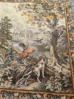 Nice vintage French Aubusson Style Jacquard Tapestry « Autumn-winter »